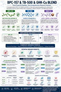 BPC-157 TB-500 GHK-Cu Blend peptide infographic